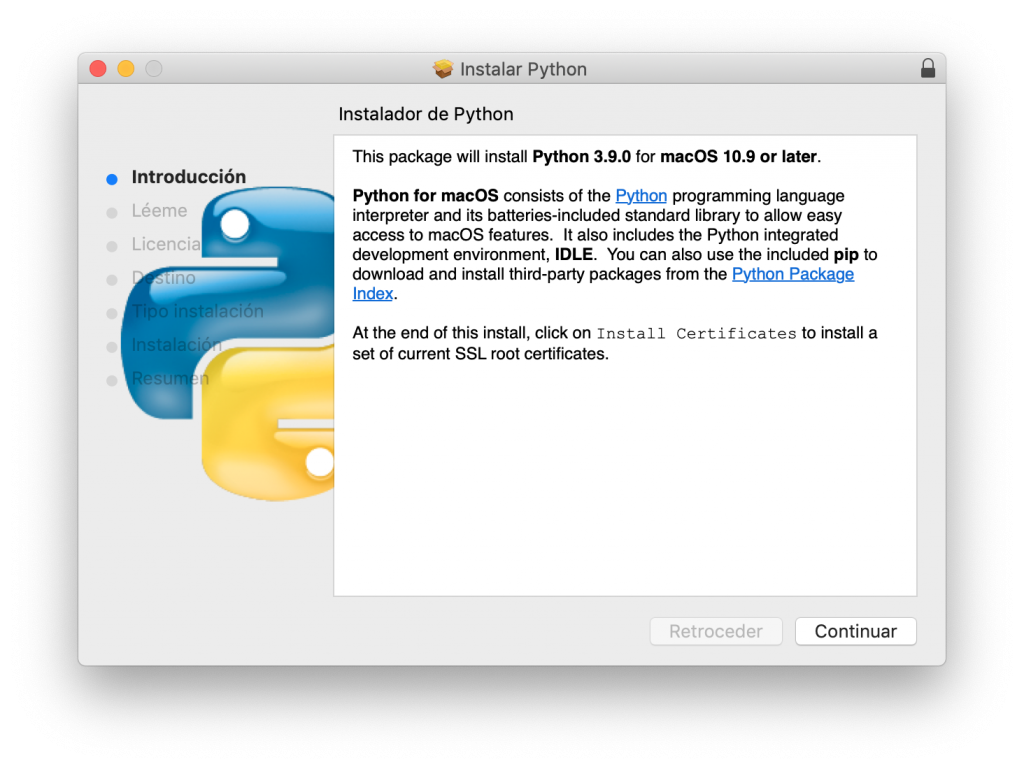Instalar Python MacOS X