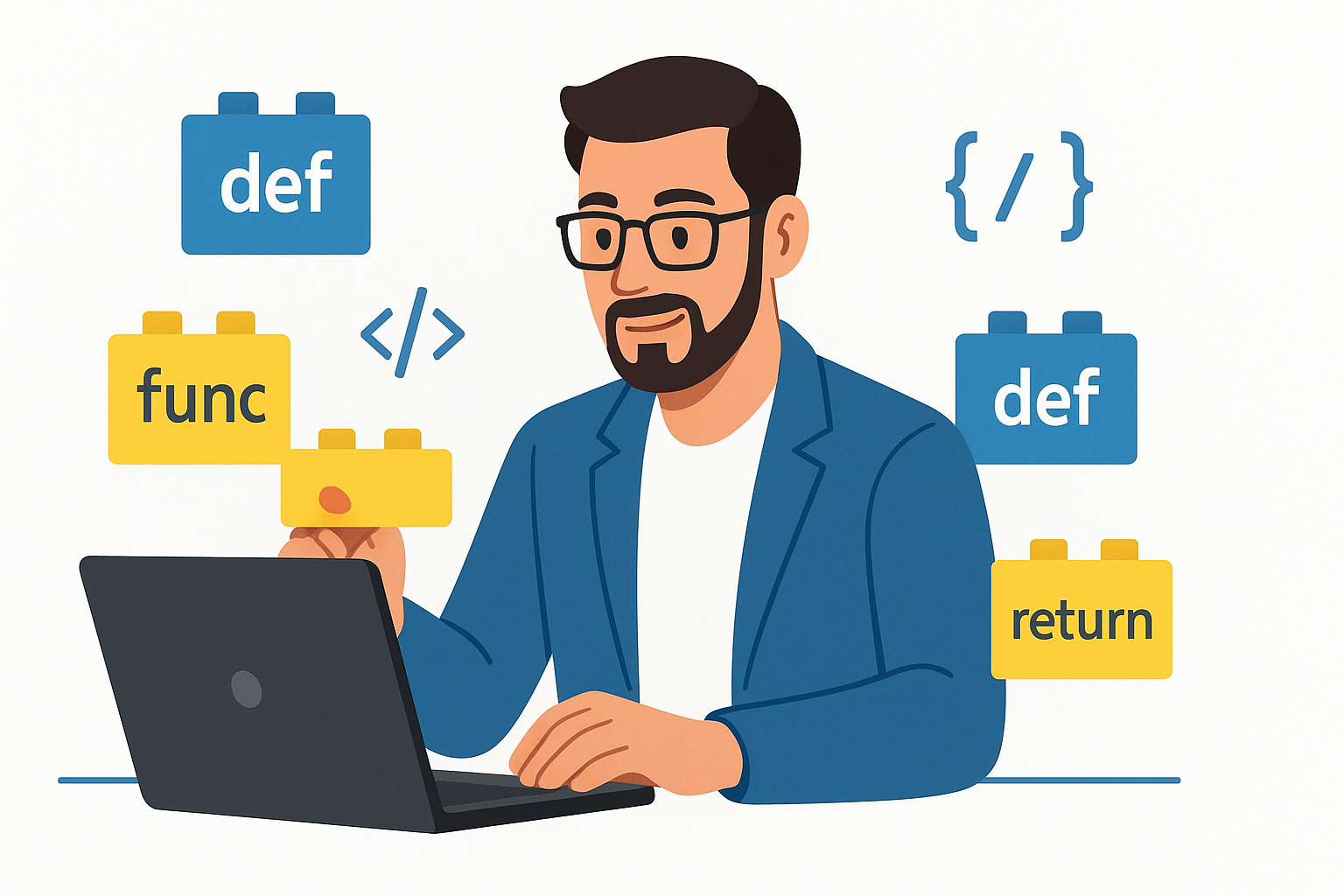 Funciones Python - Bloques modulares código reutilizable ilustración