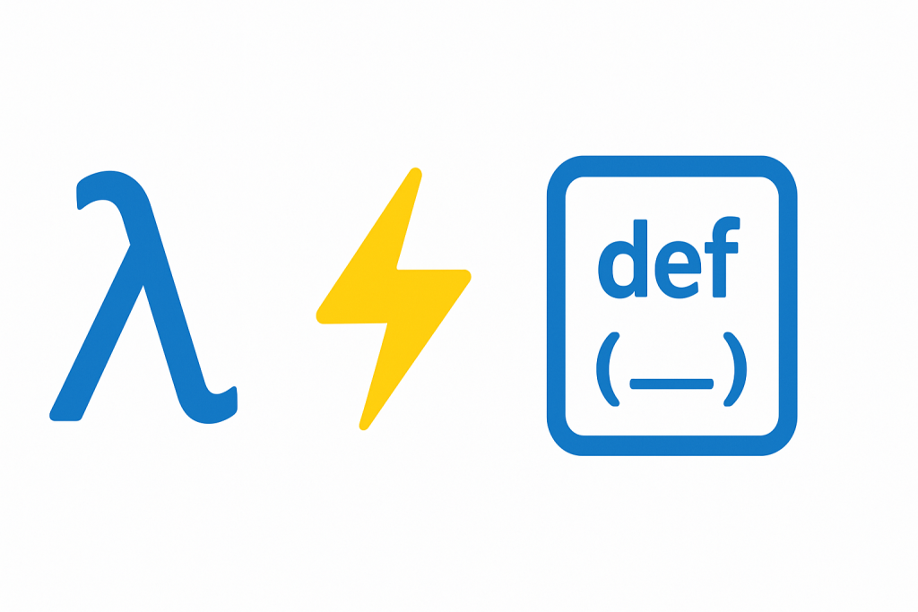 Lambda vs def Python - Antes después transformación código funciones ilustración comparativa